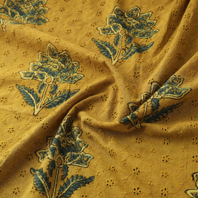 Yellow - Hakoba Hand Block Ajrakh Print Natural Dyed Cotton Fabric 132