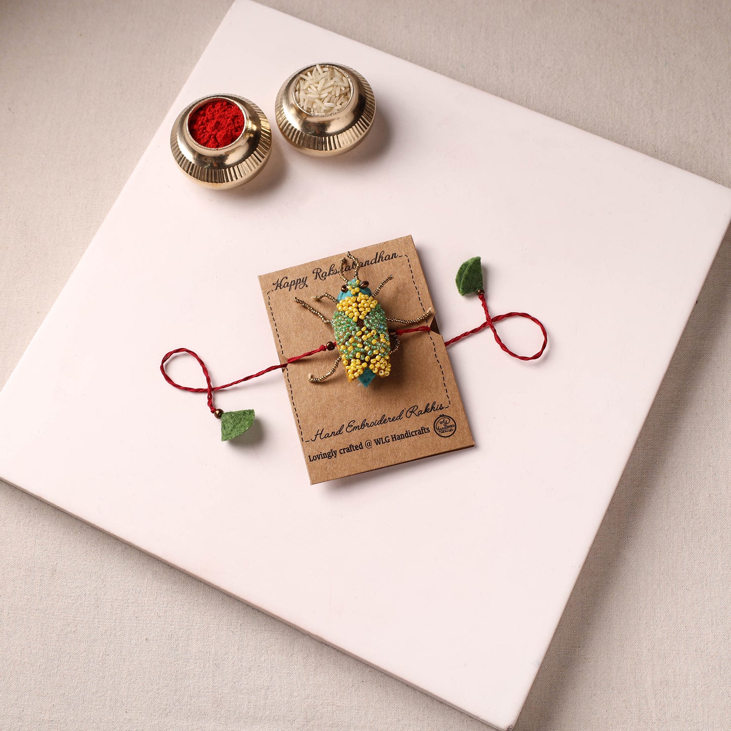 Cockroach - Reusable Hand Embroidered Bead Work Rakhi 08