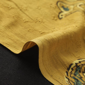 Yellow - Hakoba Hand Block Ajrakh Print Natural Dyed Cotton Fabric 130