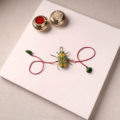 Cockroach - Reusable Hand Embroidered Bead Work Rakhi 08