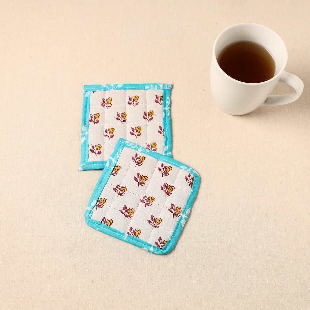 Floral Print Cotton Quilted Coasters (Set of 2) 05