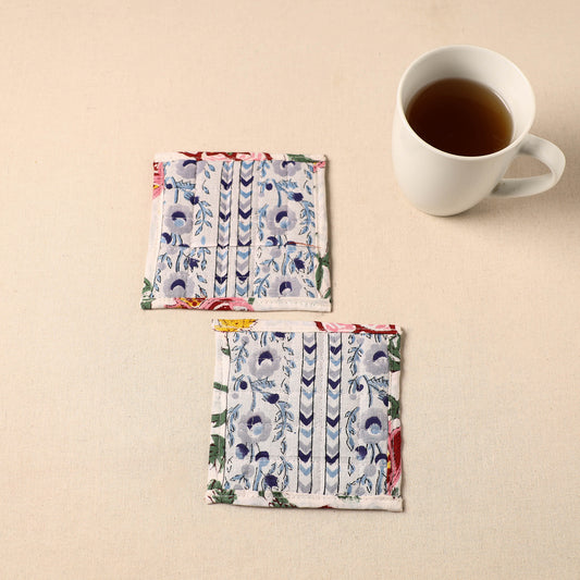 Floral Print Cotton Quilted Coasters (Set of 2) 08