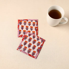  Floral Print Cotton Quilted Coasters (Set of 2)