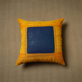 Yellow - Patchwork Cotton Kanchipuram Cushion Cover (16 x 16 in) 02