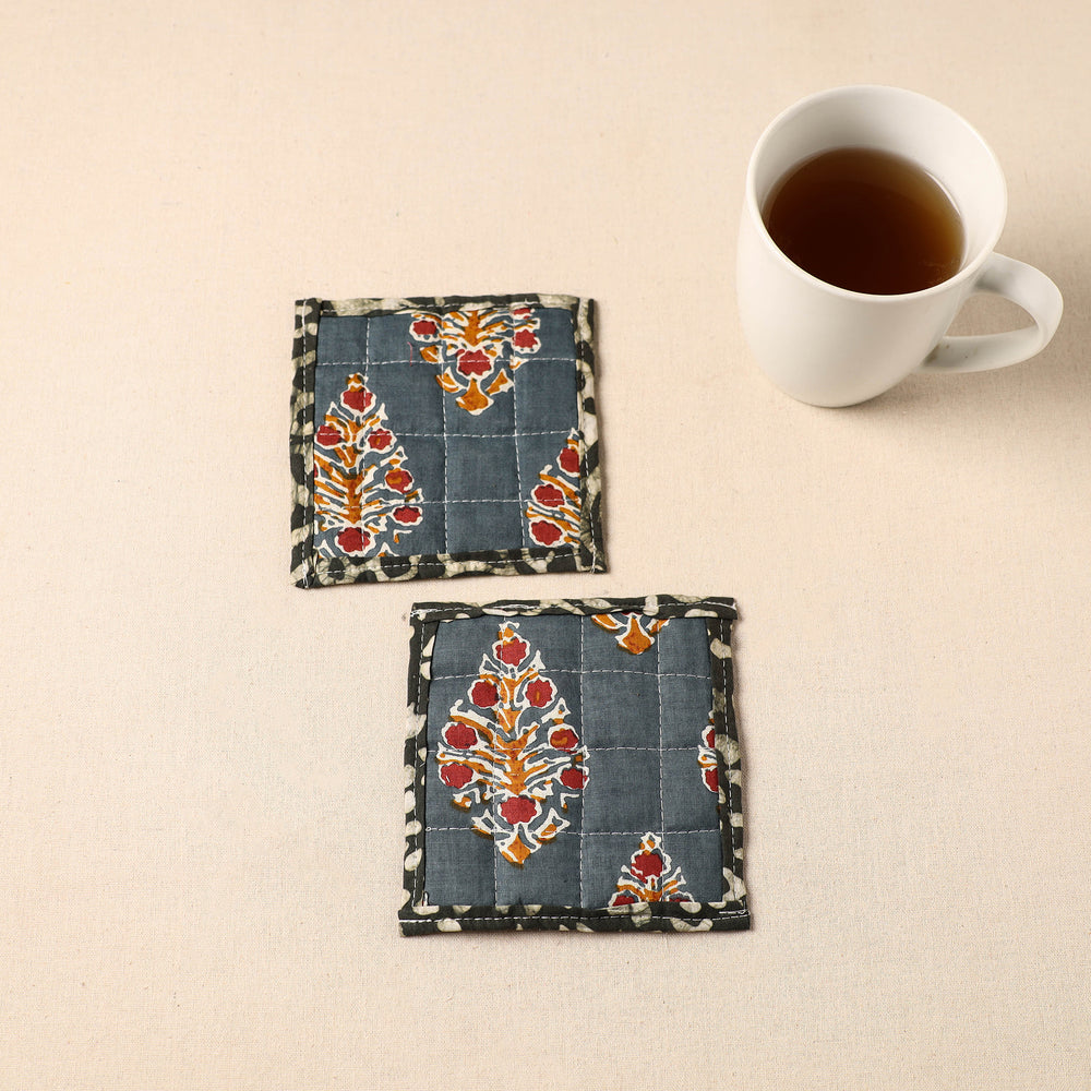 Floral Print Cotton Quilted Coasters (Set of 2) 13