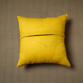 Yellow - Patchwork Cotton Kanchipuram Cushion Cover (16 x 16 in) 02