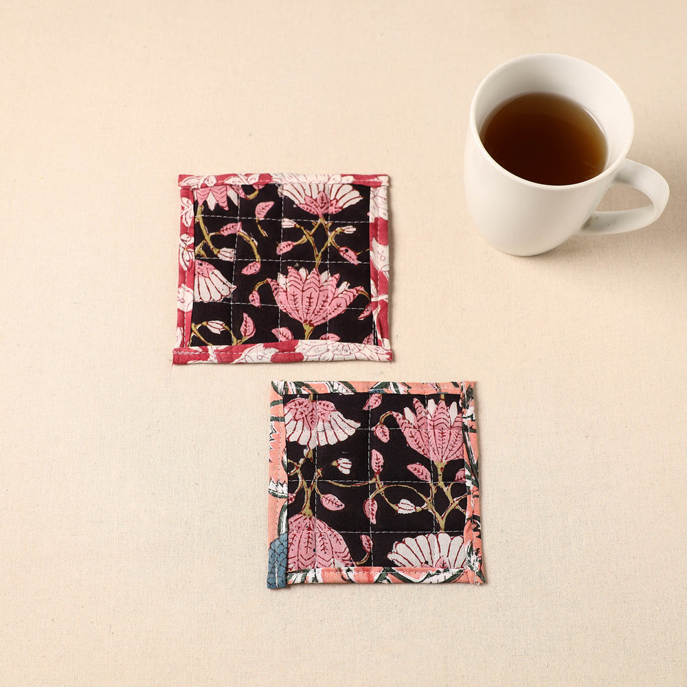 Floral Print Cotton Quilted Coasters (Set of 2) 15