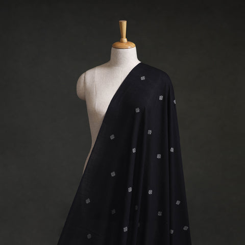 Black - Phulia Jamdani Buti Pure Handloom Cotton Fabric (Count 84/92) 08