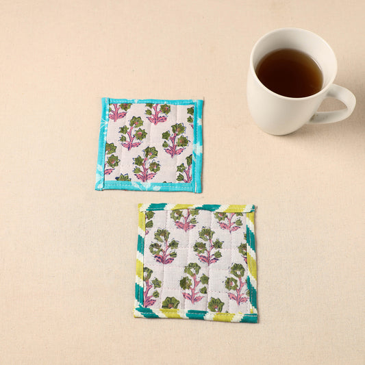 Floral Print Cotton Quilted Coasters (Set of 2) 16