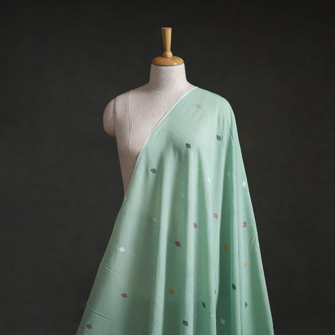 Green - Phulia Jamdani Buti Pure Handloom Cotton Fabric (Count 84/92) 09