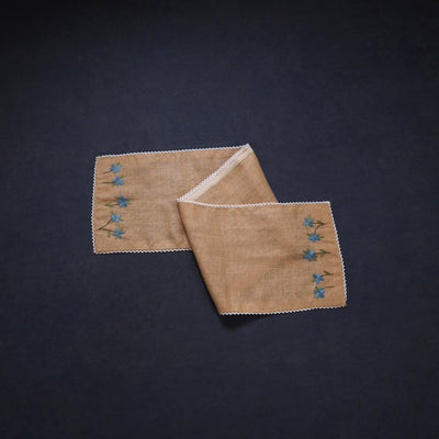 Periwinkle Hand Embroidered Jute Table Runner