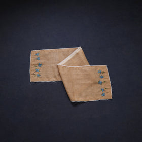 Periwinkle Hand Embroidered Jute Table Runner