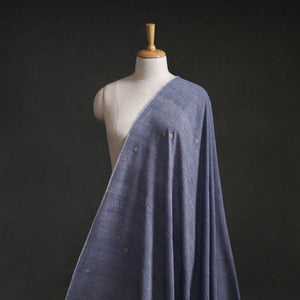 Blue - Phulia Jamdani Buti Pure Handloom Cotton Fabric (Count 84/92) 10