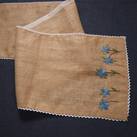 Periwinkle Hand Embroidered Jute Table Runner