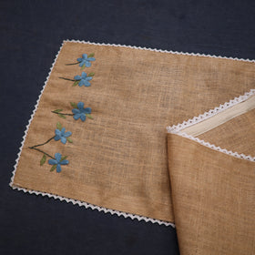 Periwinkle Hand Embroidered Jute Table Runner