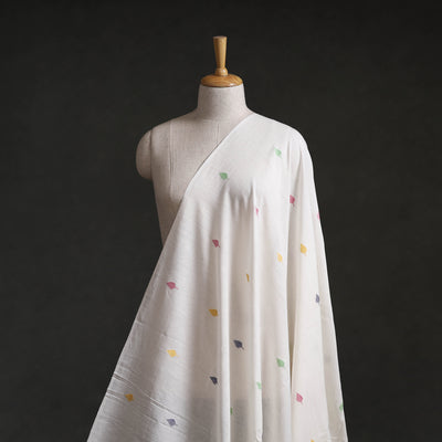 White - Phulia Jamdani Buti Pure Handloom Cotton Fabric (Count 84/92) 12