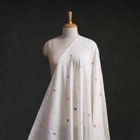 White - Phulia Jamdani Buti Pure Handloom Cotton Fabric (Count 84/92) 12