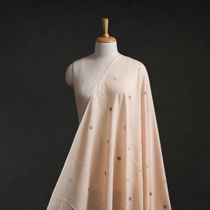 Beige - Phulia Jamdani Buti Pure Handloom Cotton Fabric (Count 84/92) 13