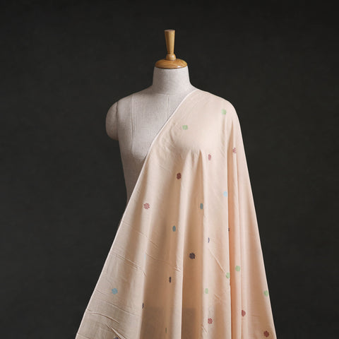 Beige - Phulia Jamdani Buti Pure Handloom Cotton Fabric (Count 84/92) 13
