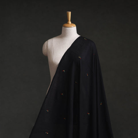 Black - Phulia Jamdani Buti Pure Handloom Cotton Fabric (Count 84/92) 14