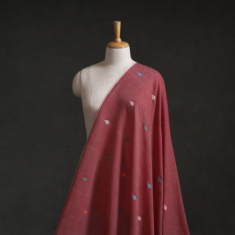 Red - Phulia Jamdani Buti Pure Handloom Cotton Fabric (Count 84/92) 16