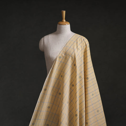 Beige - Phulia Jamdani Buti Pure Handloom Cotton Fabric (Count 84/92) 18