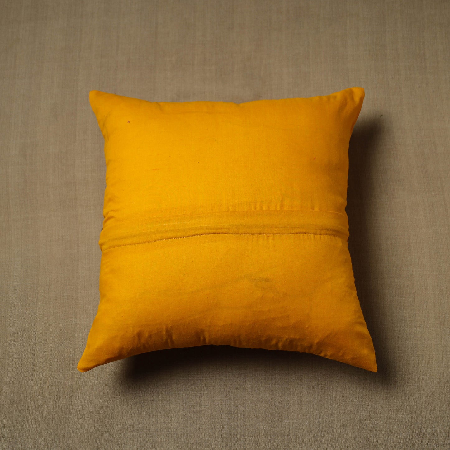 Yellow - Patchwork Cotton Kanchipuram Cushion Cover (16 x 16 in) 08