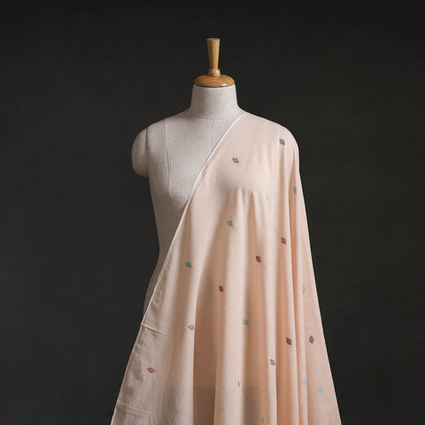 Peach - Phulia Jamdani Buti Pure Handloom Cotton Fabric (Count 84/92) 21