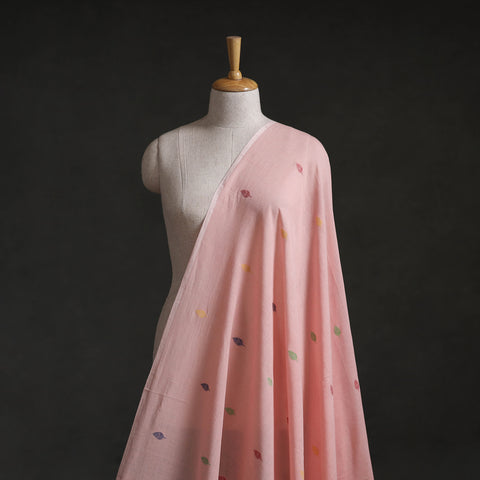 Pink - Phulia Jamdani Buti Pure Handloom Cotton Fabric (Count 84/92) 23