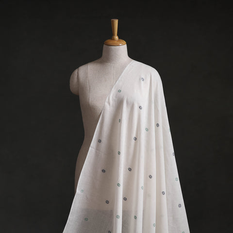 White - Phulia Jamdani Buti Pure Handloom Cotton Fabric (Count 84/92) 24