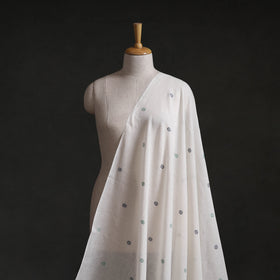 White - Phulia Jamdani Buti Pure Handloom Cotton Fabric (Count 84/92) 24