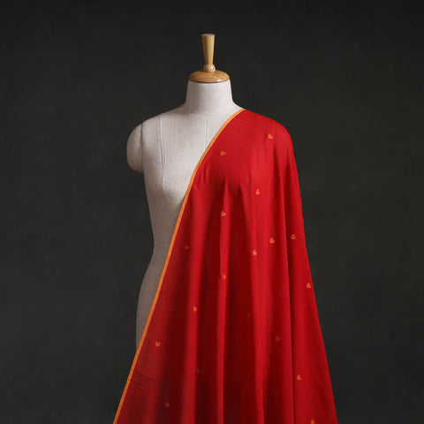 Red - Phulia Jamdani Buti Pure Handloom Cotton Fabric (Count 84/92) 25