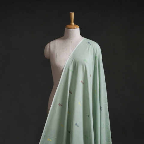 Green - Phulia Jamdani Buti Pure Handloom Cotton Fabric (Count 84/92) 26