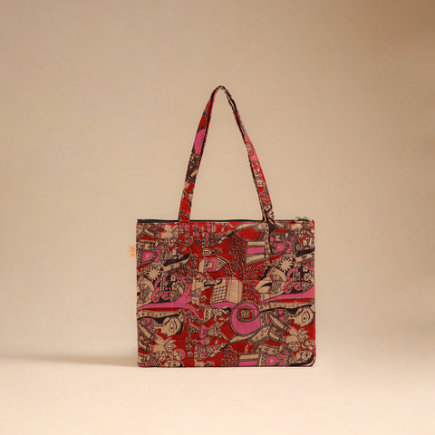 Red - Handcrafted Quilted Handbag 08