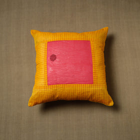 Yellow - patchwork cotton kanchipuram cushion cover (16 x