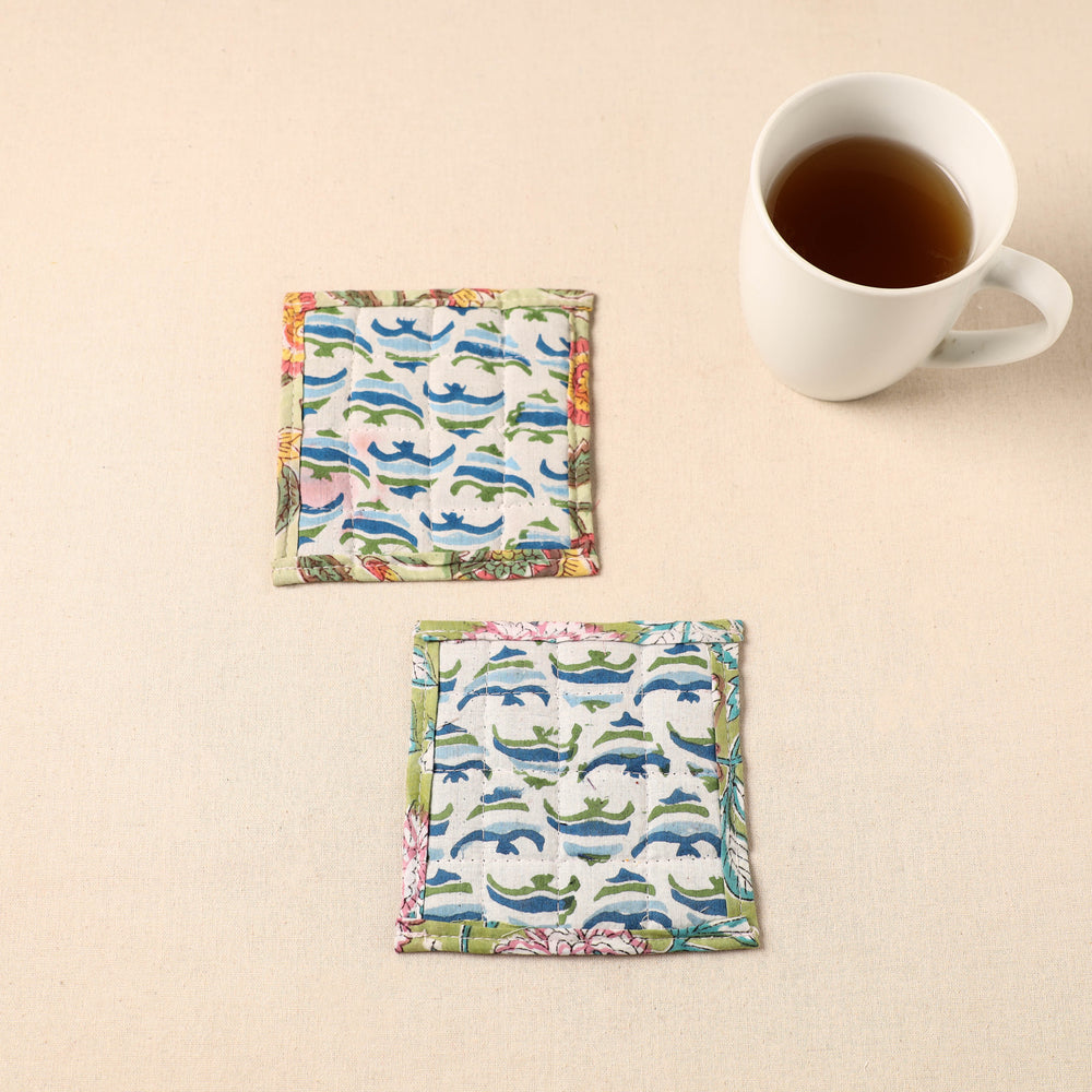 Floral Print Cotton Quilted Coasters (Set of 2) 30