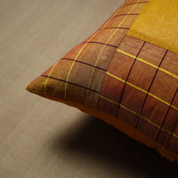 Brown - Patchwork Cotton Kanchipuram Cushion Cover (16 x 16 in) 12