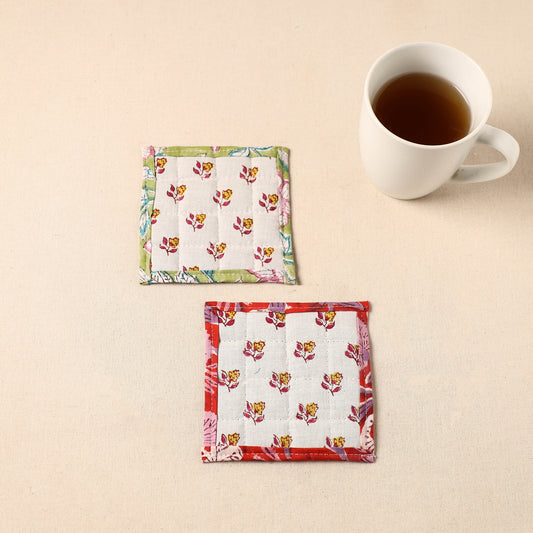 Floral Print Cotton Quilted Coasters (Set of 2) 33