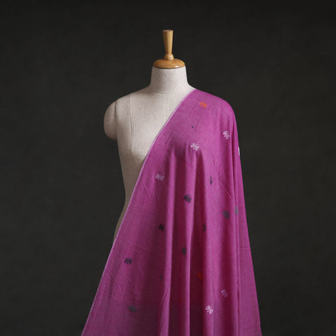 Purple - Phulia Jamdani Buti Pure Handloom Cotton Fabric (Count 92/92) 34