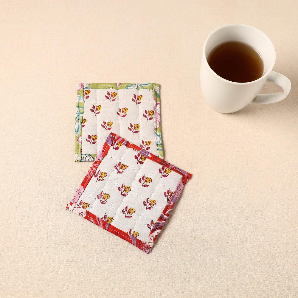 Floral Print Cotton Quilted Coasters (Set of 2) 33