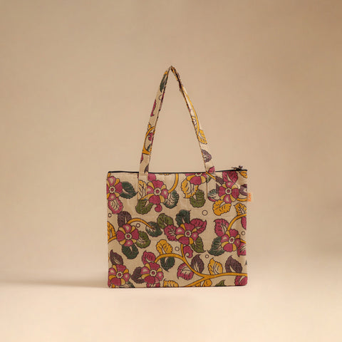 Beige - Handcrafted Quilted Handbag 14