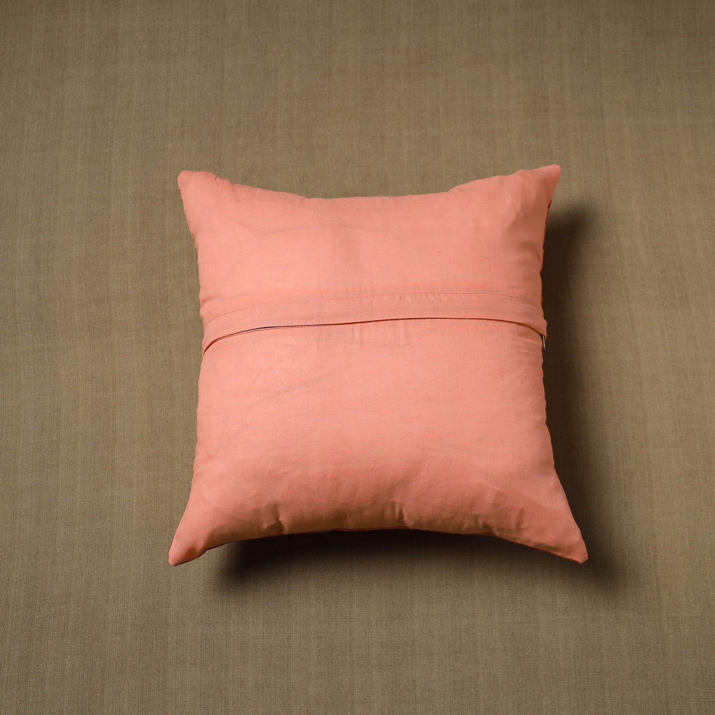 Orange - Patchwork Cotton Kanchipuram Cushion Cover (16 x 16 in) 13