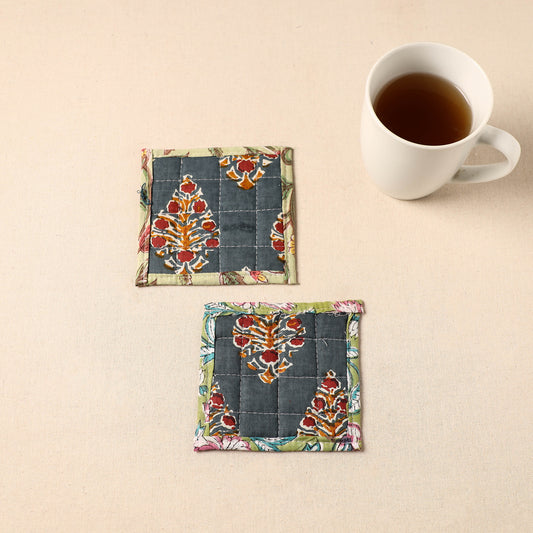 Floral Print Cotton Quilted Coasters (Set of 2) 35