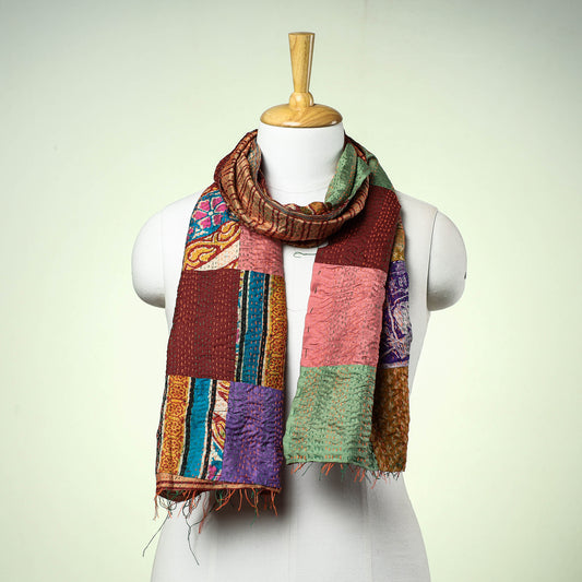Multicolor - Bengal Kantha Embroidery Patchwork Reversible Silk Stole