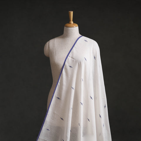 White - Phulia Jamdani Buti Pure Handloom Cotton Fabric (Count 92/60) 38