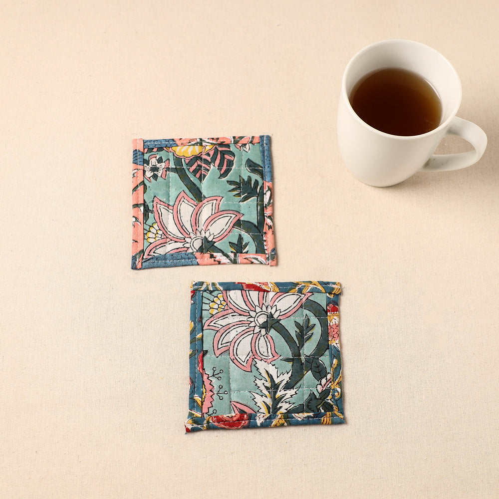 Floral Print Cotton Quilted Coasters (Set of 2) 36