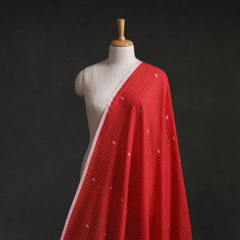 Red - Phulia Jamdani Buti Pure Handloom Cotton Fabric (Count 84/84) 40