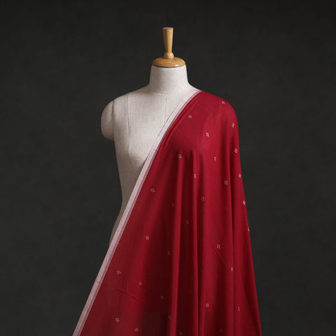 Red - Phulia Jamdani Buti Pure Handloom Cotton Fabric (Count 84/84) 41