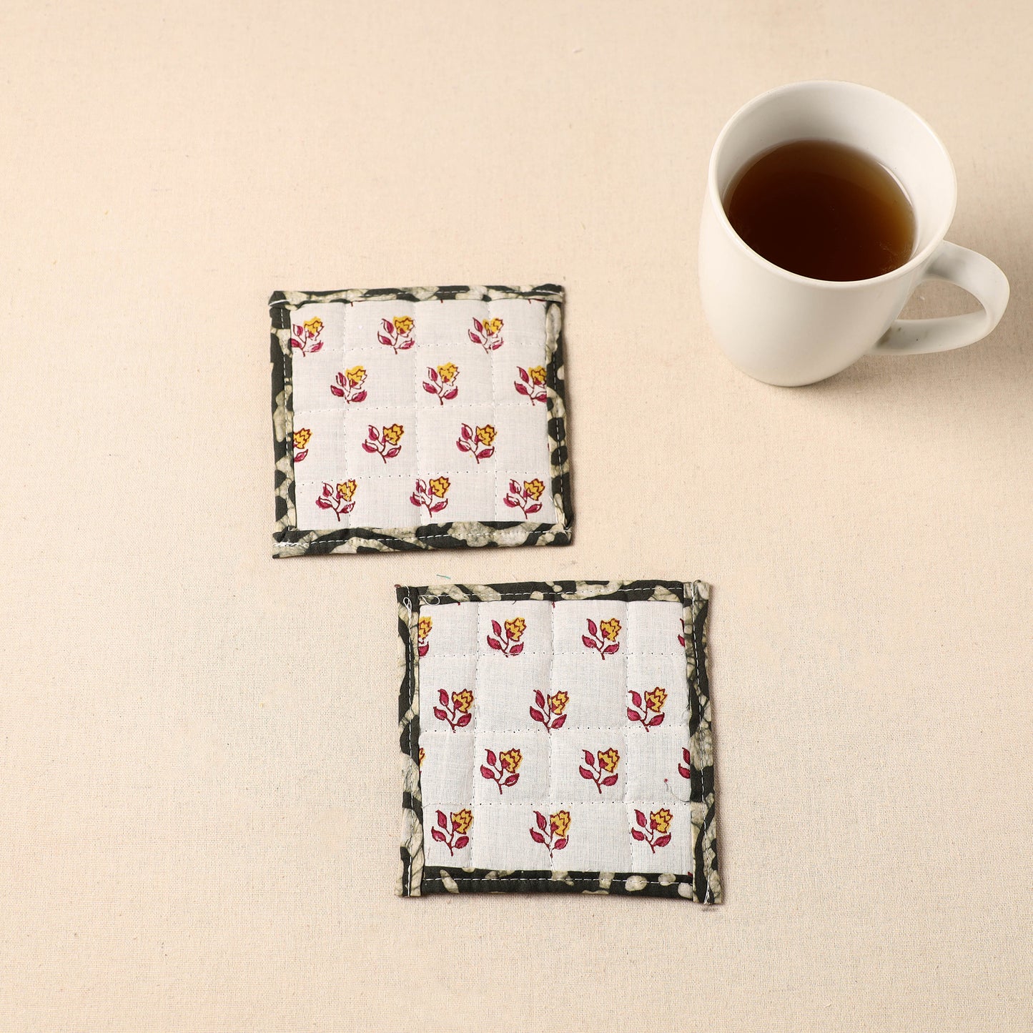 Floral Print Cotton Quilted Coasters (Set of 2) 37