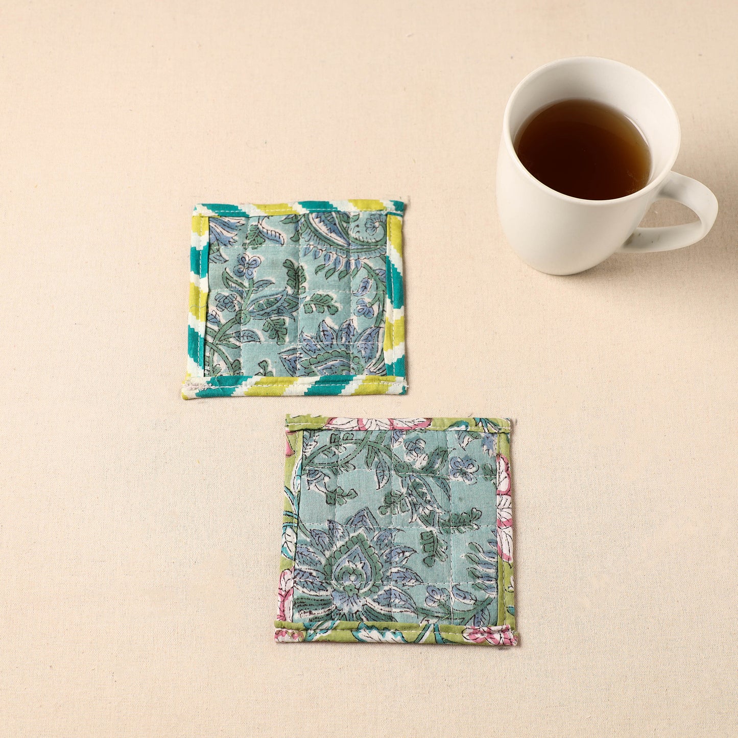 Floral Print Cotton Quilted Coasters (Set of 2) 38